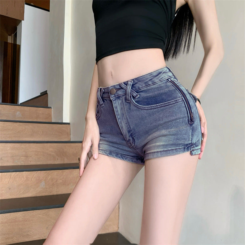 High Street Denim Shorts Women Spring Summer Sexy Spicy Style Skinny Zipper Denim Hot Pants Trendy