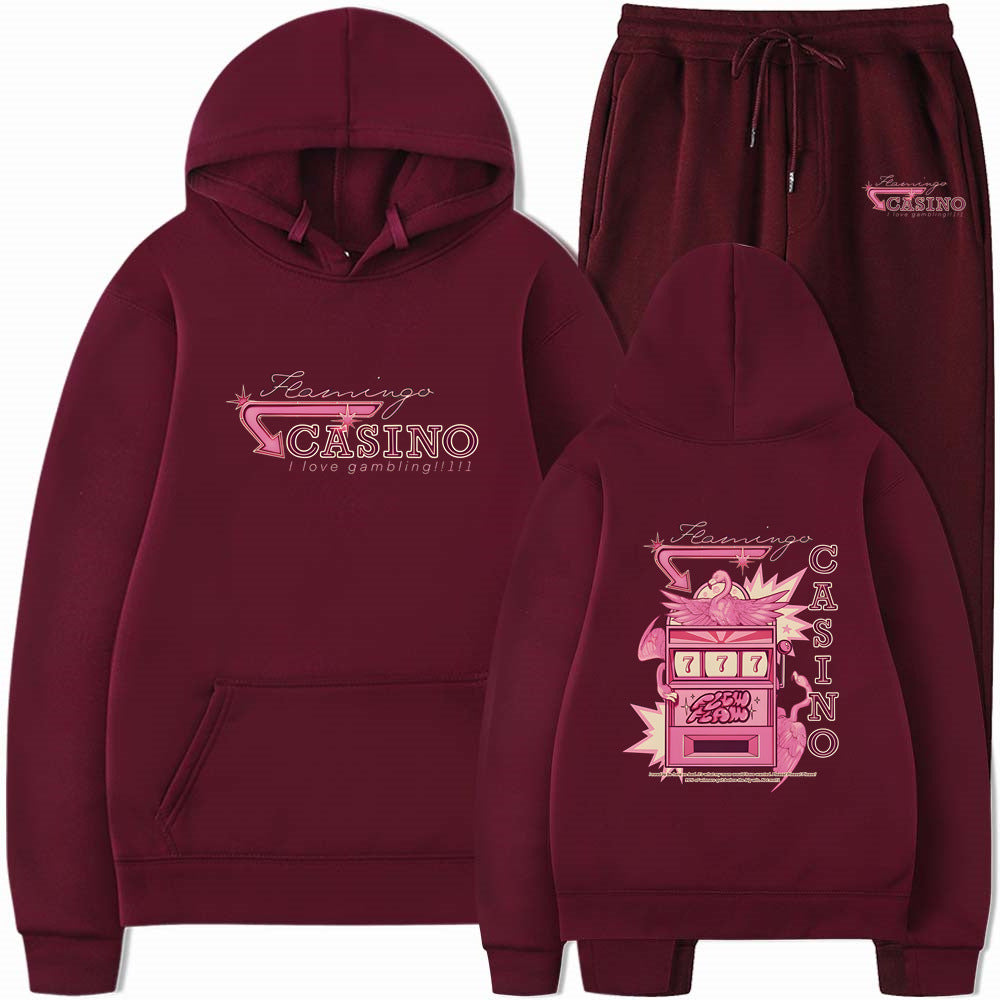 Travis Scotts Trendy CASINO Unisex Loose Hoodie Set