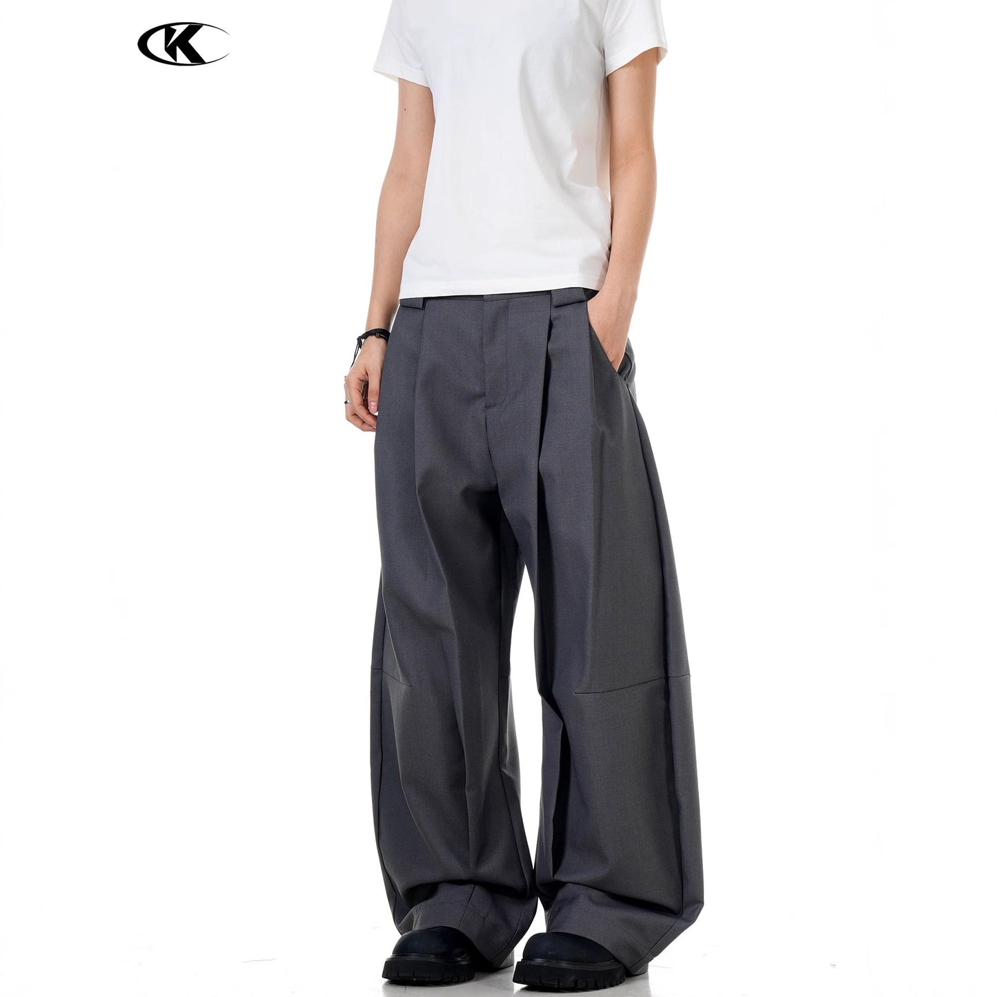 Slanted Trousers for Men and Women, Retro Trendy Loose Fit Wide Leg Pants