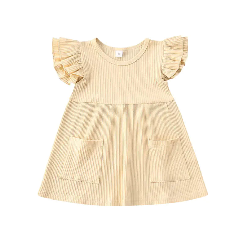 Summer Cotton Dress for Girls with Flutter Sleeves