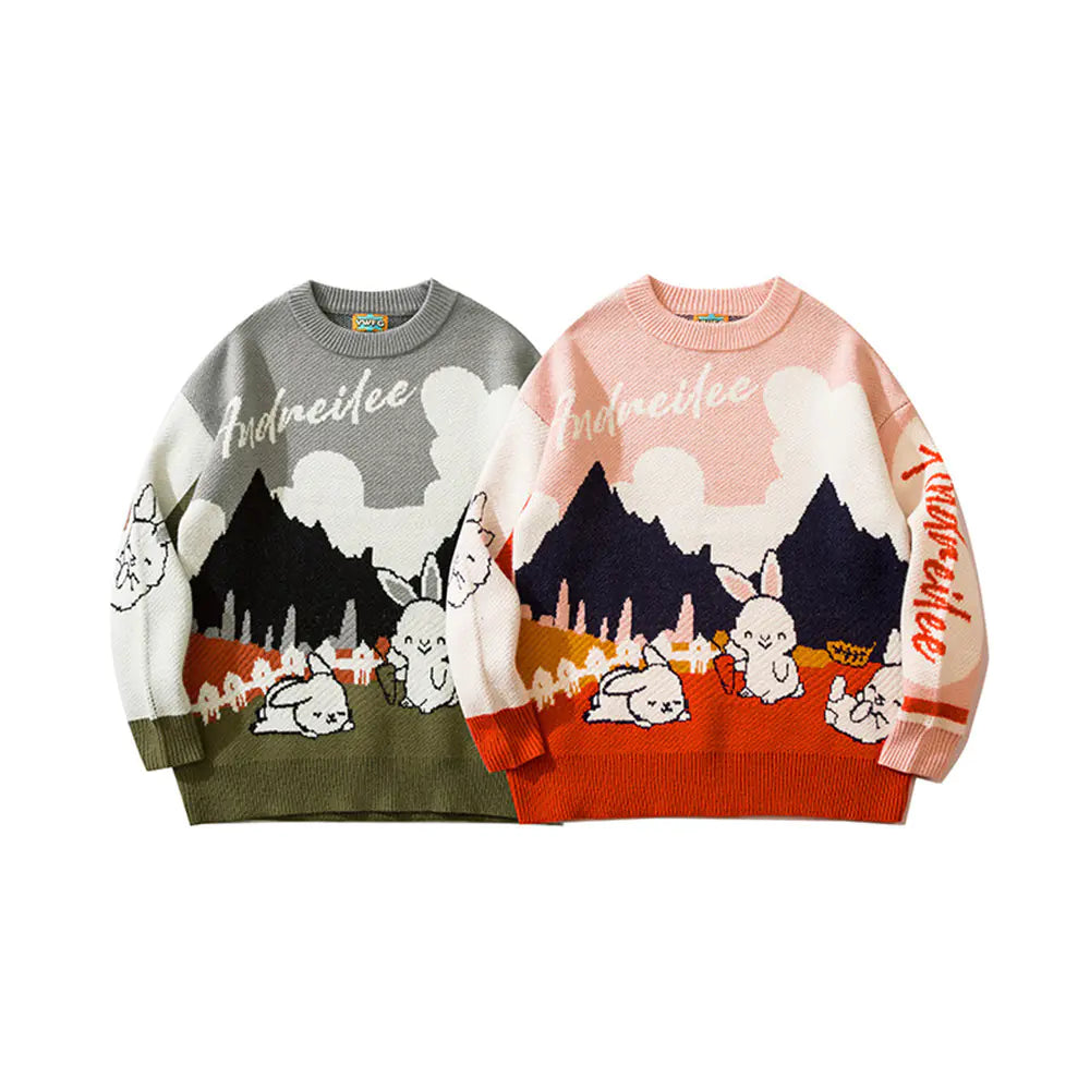 Men's Loose Fit Long Sleeve Wool Pullover Sweater