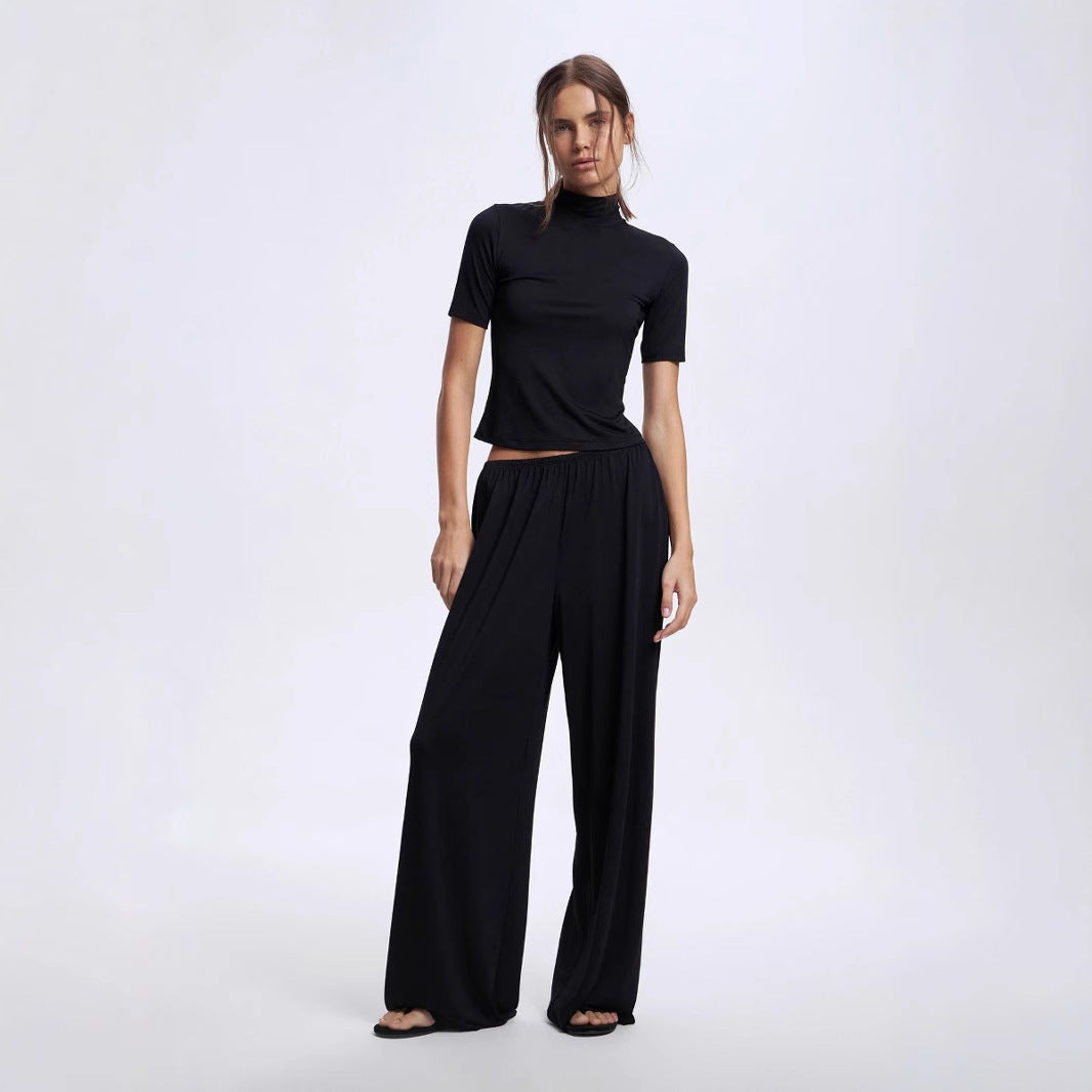 Soft and Comfortable Round Neck Short Sleeve Top Leggings