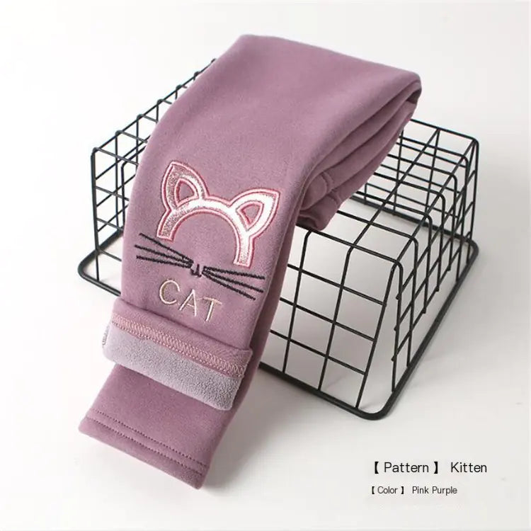 Cartoon Kitten Embroidery Baby Trousers for Kids