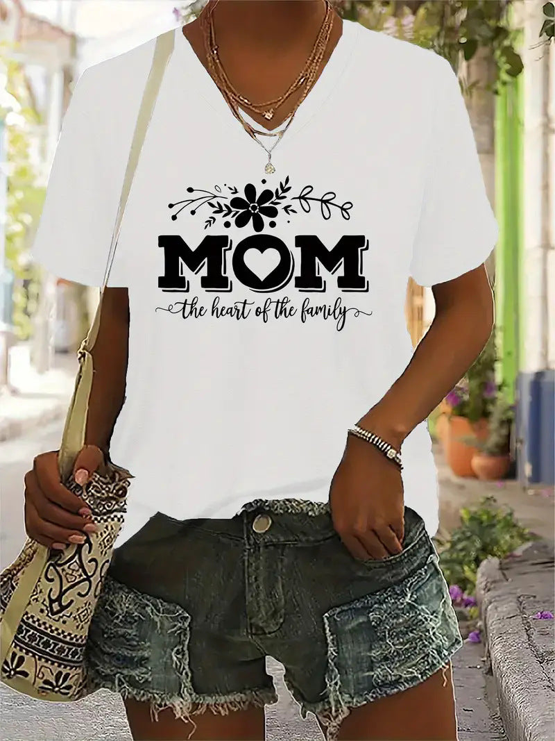 V-Neck Women's T-Shirt Round Neck Short Sleeve Gift for Women