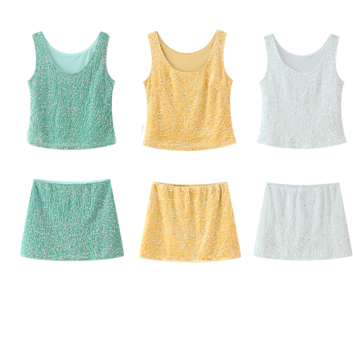 Women's Beaded Strapless Top with High-Waisted Skirt Set