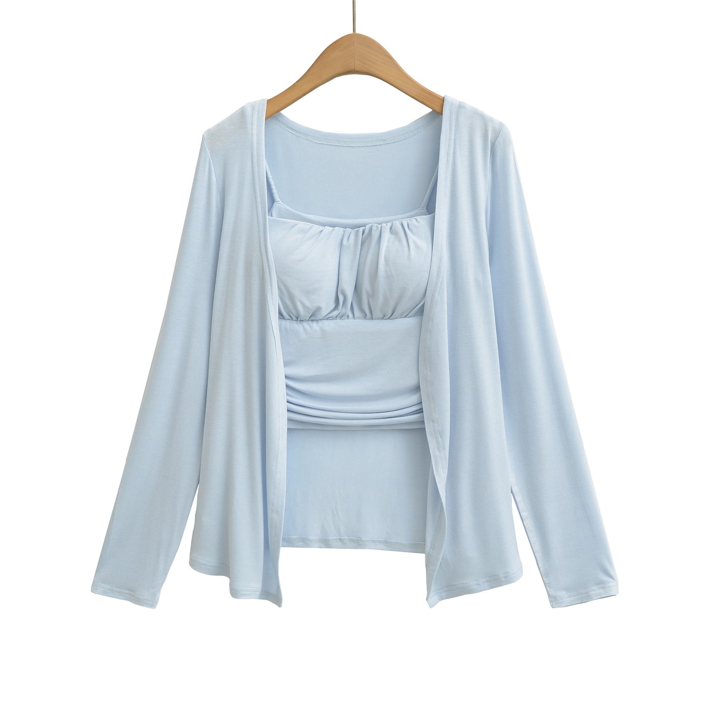 Long Sleeve Cardigan and Small Strap Two-Piece Set