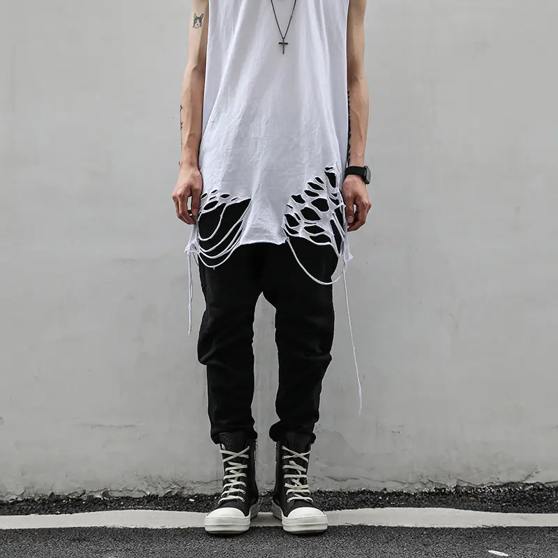 Fog Patchwork Pleated Cuffed Joggers