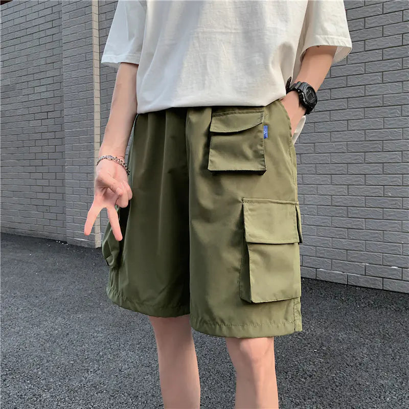 Men's Multi-Pocket Cargo Shorts - Straight Loose Fit