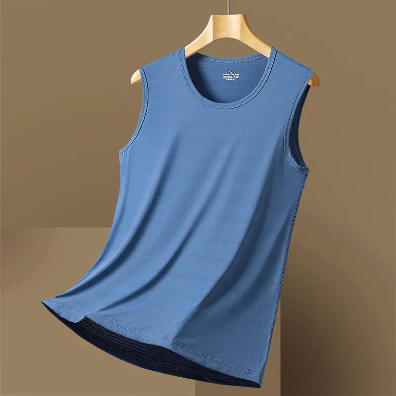 Men's Quick-Dry Sleeveless T-Shirt in Ice Silk Fabric