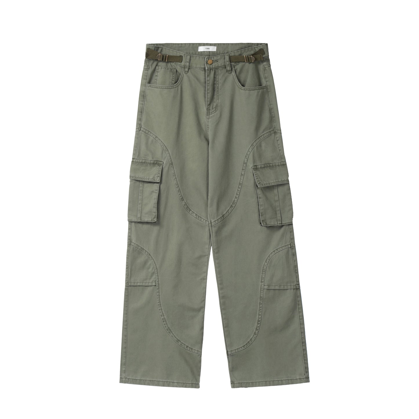 Deconstructed Multi-Pocket Design Slim Straight Loose Wide-Leg Casual Long Pants