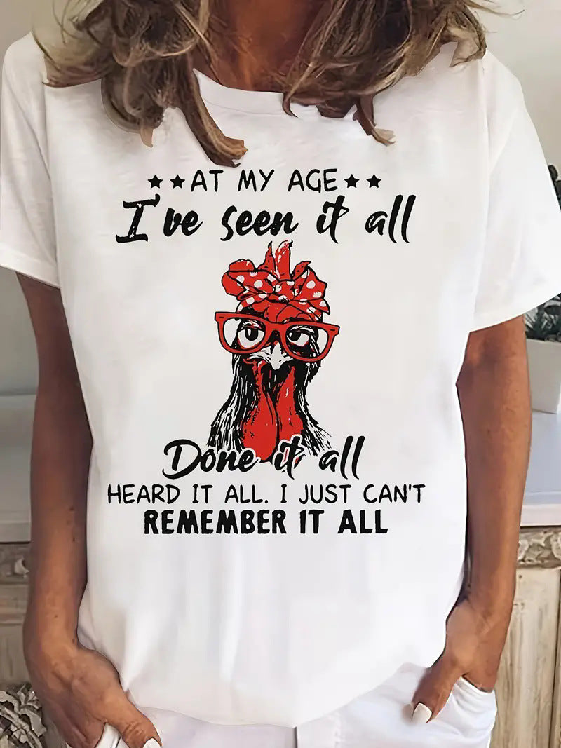 Women's Short Sleeve Animal Round Neck Top