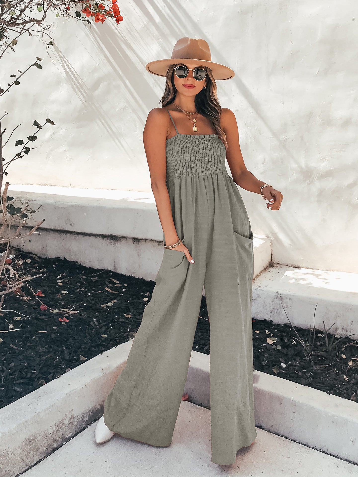 Sexy Strapless Loose Casual Jumpsuit Style Summer Vacation Wide Leg Jumpsuit