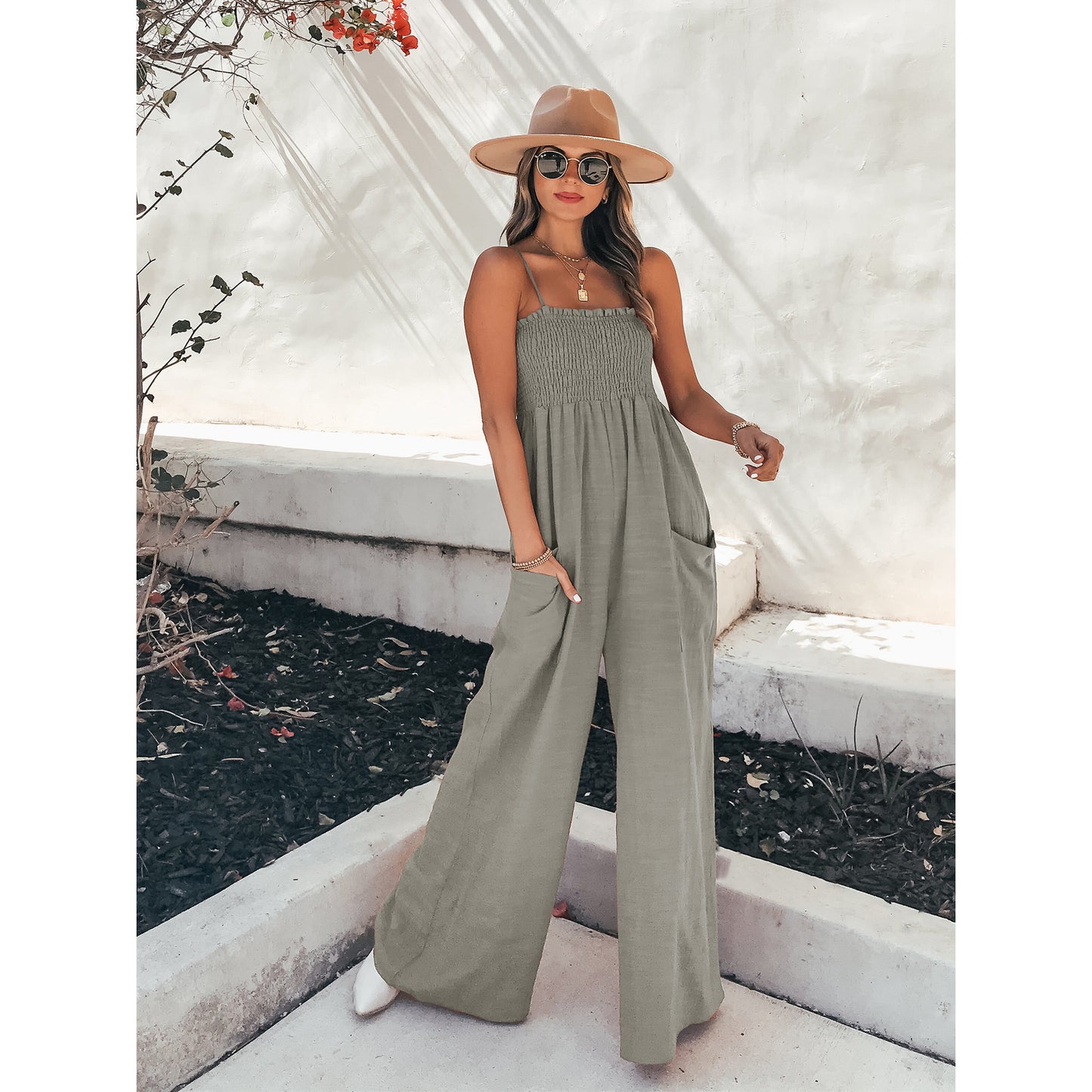 Sexy Strapless Loose Casual Jumpsuit Style Summer Vacation Wide Leg Jumpsuit