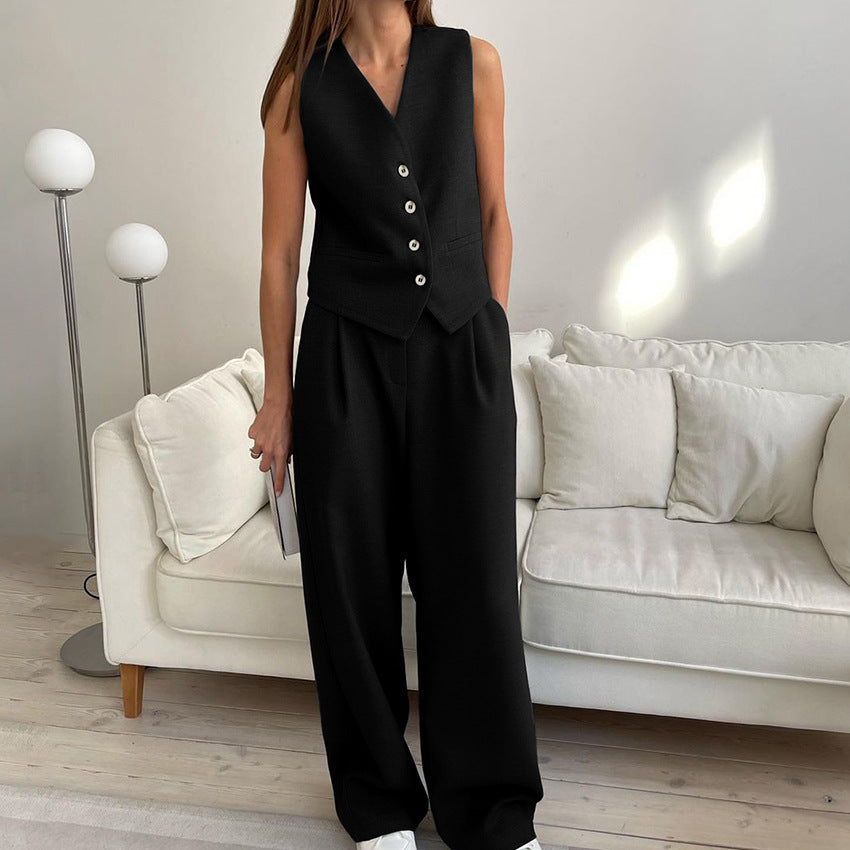 Summer Vest Suit Trousers Set Style Commuting Women's Simple High-Grade Sense