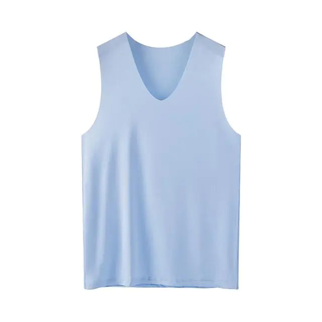 Men's V-Neck Quick-Dry Ice Silk Sleeveless T-Shirt