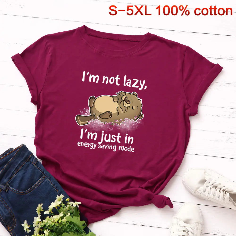 Summer Loose Fit Cat Print Short Sleeve T-Shirt