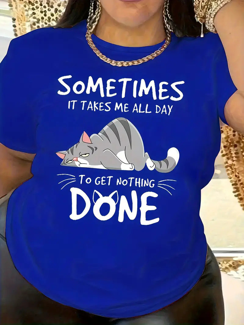 Women's Short Sleeve Animal Round Neck Top