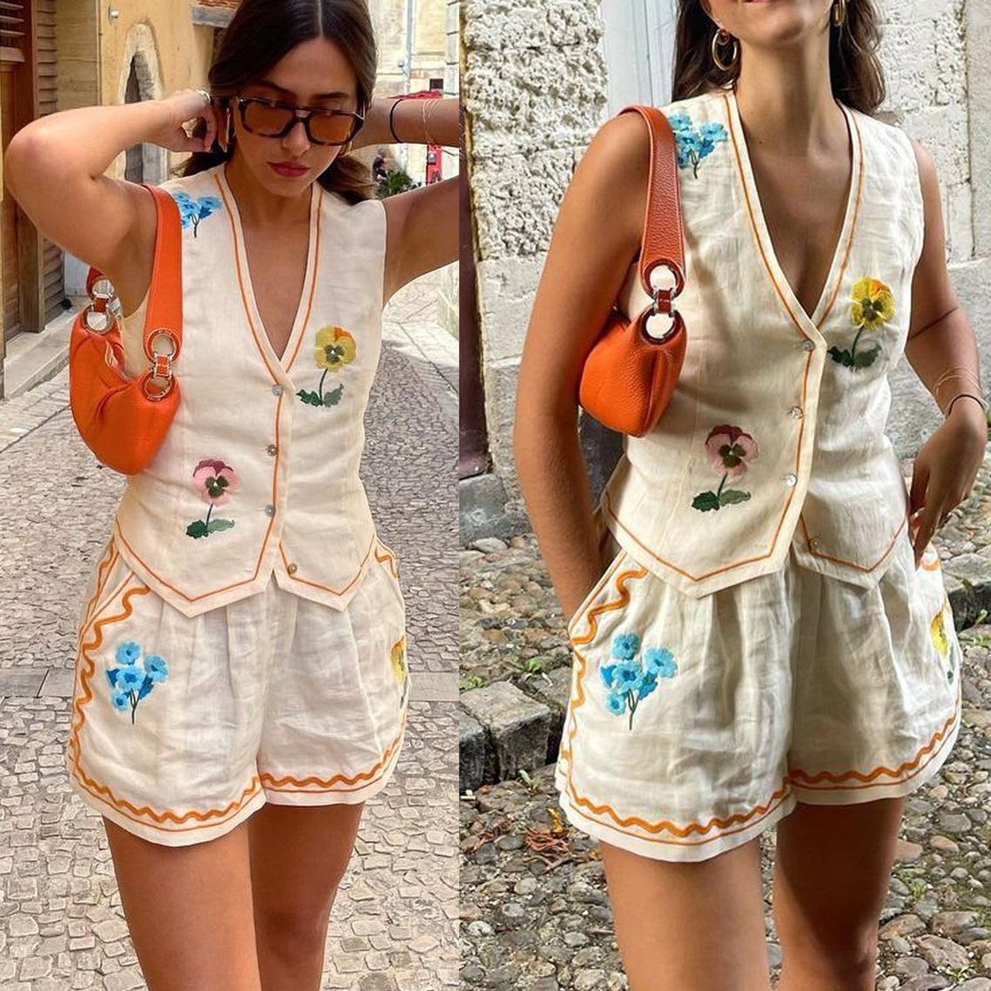 Sleeveless Printed Tank Top Set for Women - Fashionable and Casual Two-Piece Outfit for Spring and Summer