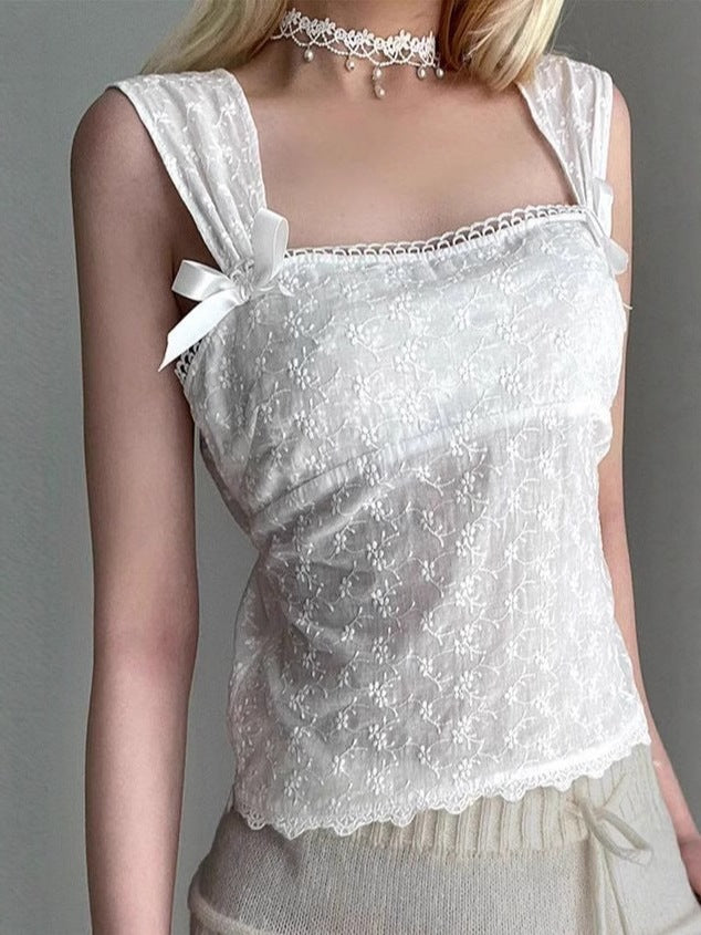 Spicy Pleated Skirt Lace Hem A-Line Strapless Top Embroidered High Waist Half Skirt Sweet Spicy Style