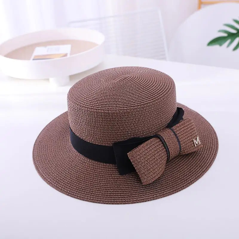 Flat-top Cap with Bow for Sun Protection