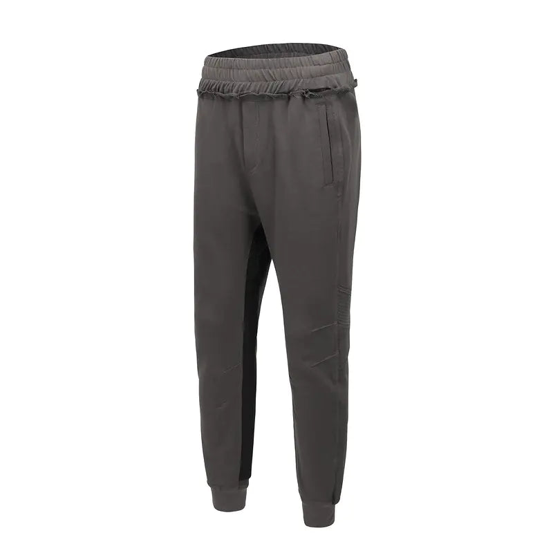 Fog Patchwork Pleated Cuffed Joggers