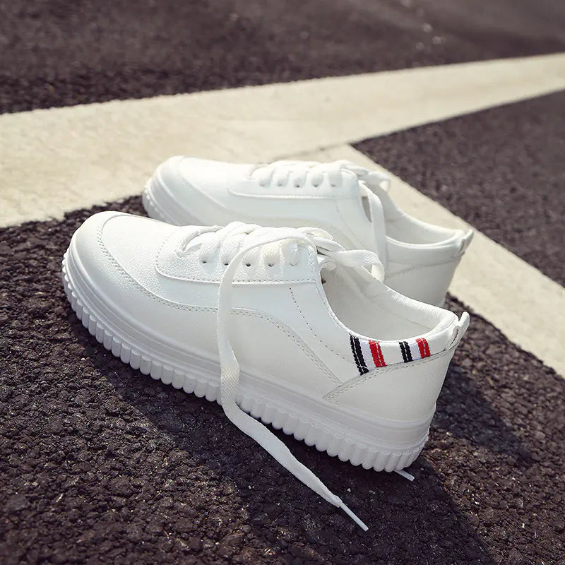 Thick Sole White Sneakers, Korean Style Slip-Ons