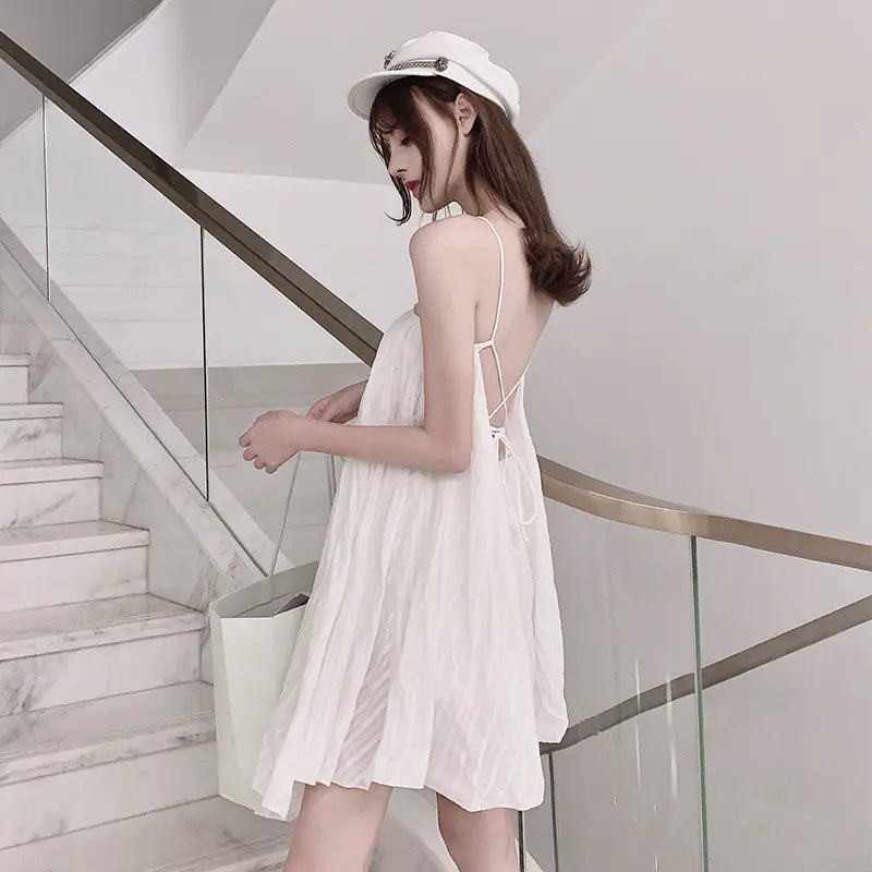 French Beach Vacation Style Off-Shoulder Dress for Women