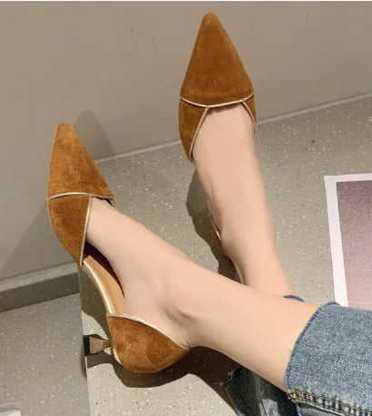 Ladies Shallow Pointed Toe Flat Peas Single Shoes