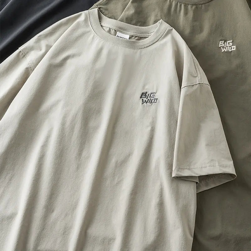 Men's Quick Dry Ice Silk T-Shirt with Alphabet Embroidery