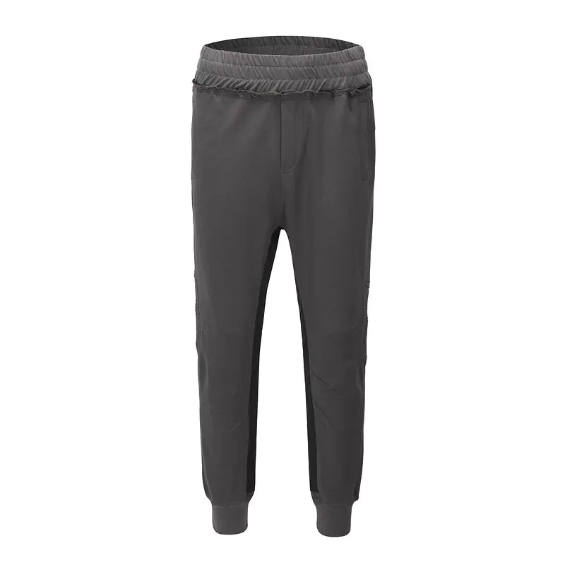 Fog Patchwork Pleated Cuffed Joggers