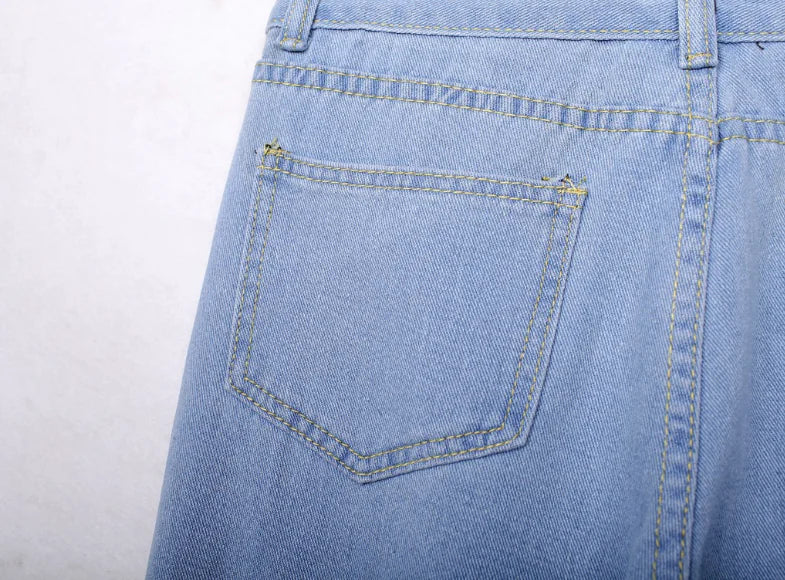 Ripped Straight Leg Loose Fit Denim Jeans