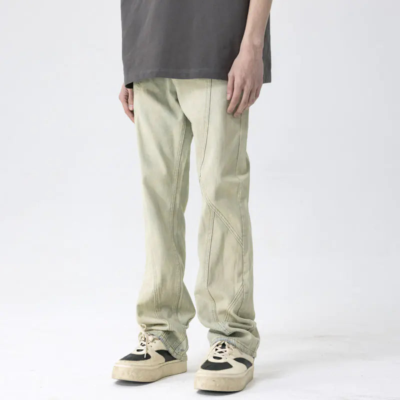 Tide Brand Men's High Street Washed Retro Flared Jeans