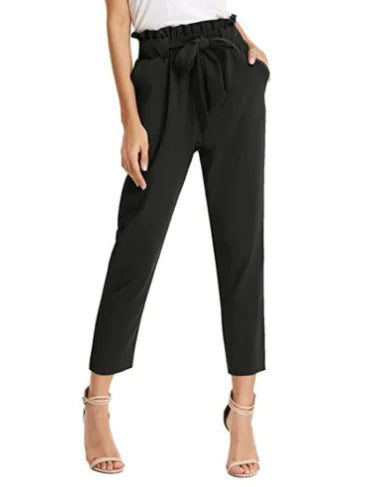 New Autumn 3/4 Length Pants with Ruffle Belt