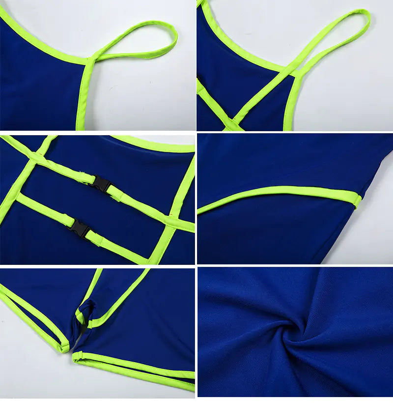 Women's Yoga Bodysuit with Open Back and Straps
