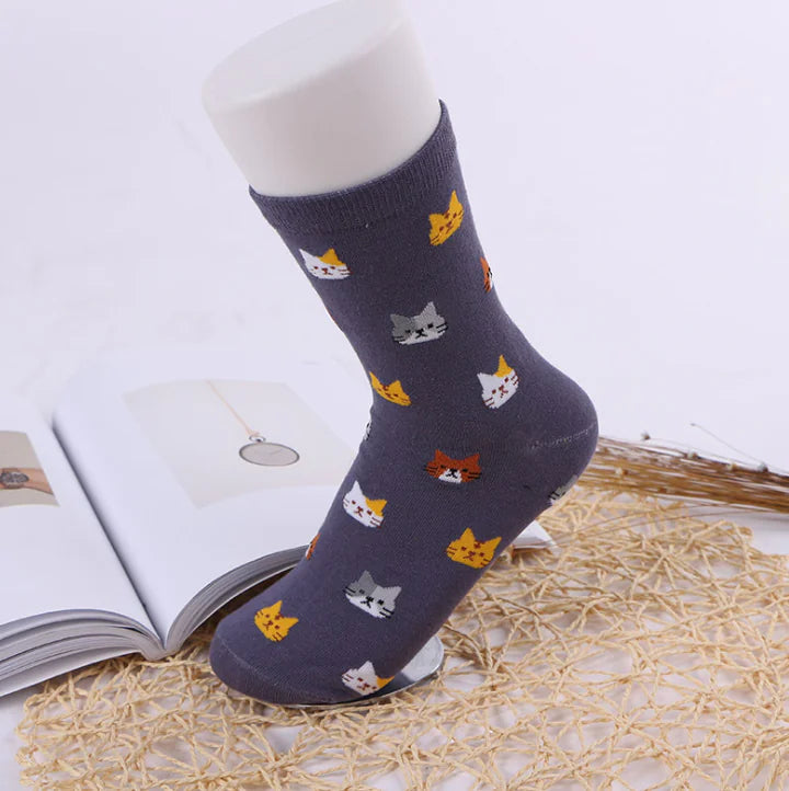 Women's Cat Mid-Calf Cotton Socks