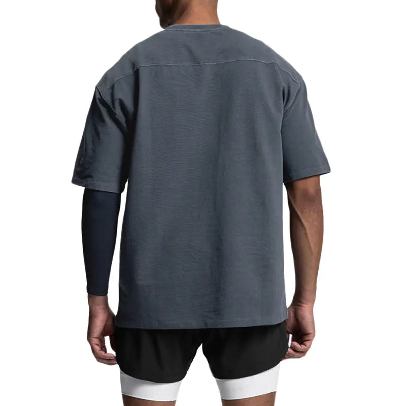 Men's Loose Fit Distressed T-Shirt - Round Neck, Short Sleeve