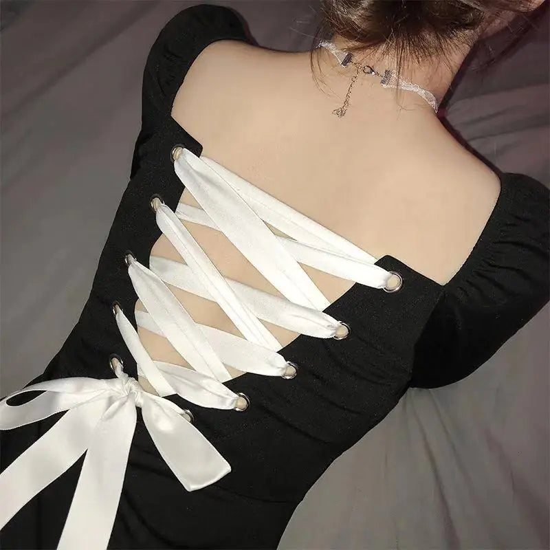 Solid Color Long Sleeve Dress with Off-Shoulder Design
