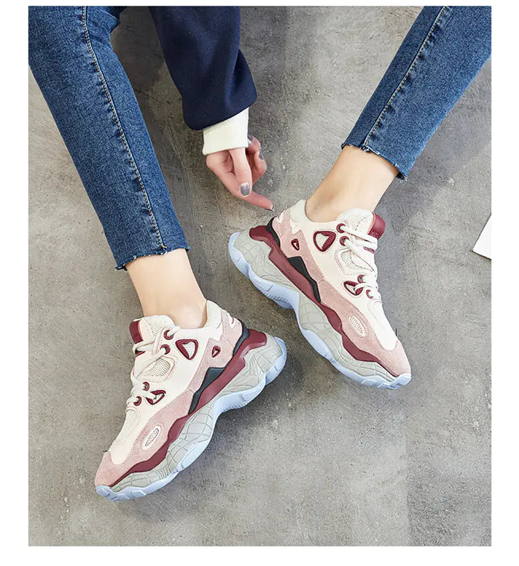 Thick Sole Dad Sneakers - Casual Athletic Shoes