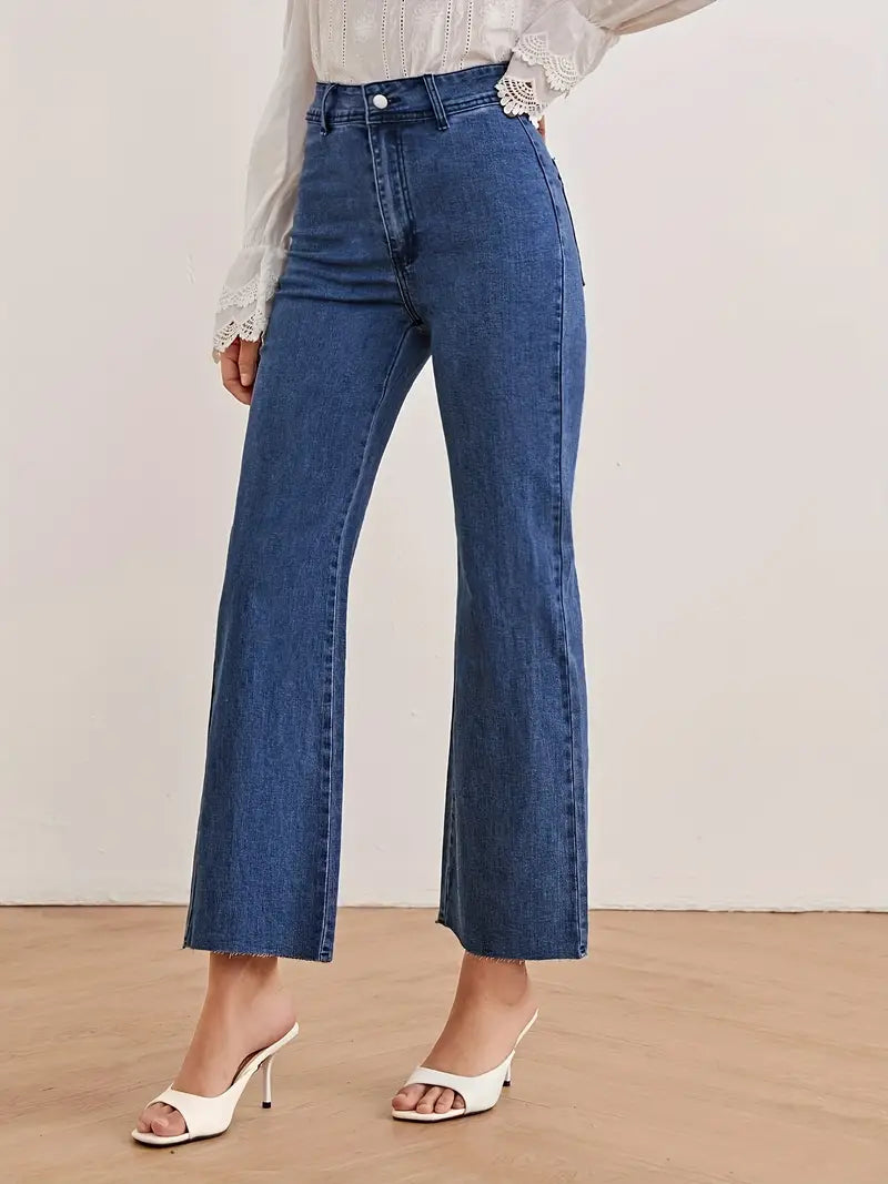 Dark Blue High Waist Wide Leg Loose Fit Denim Jeans
