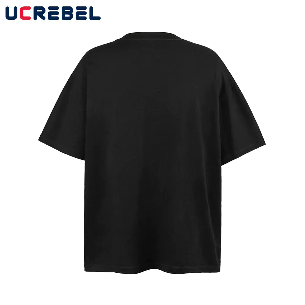 Men's High Neck Graphic Short Sleeve Cotton T-Shirt