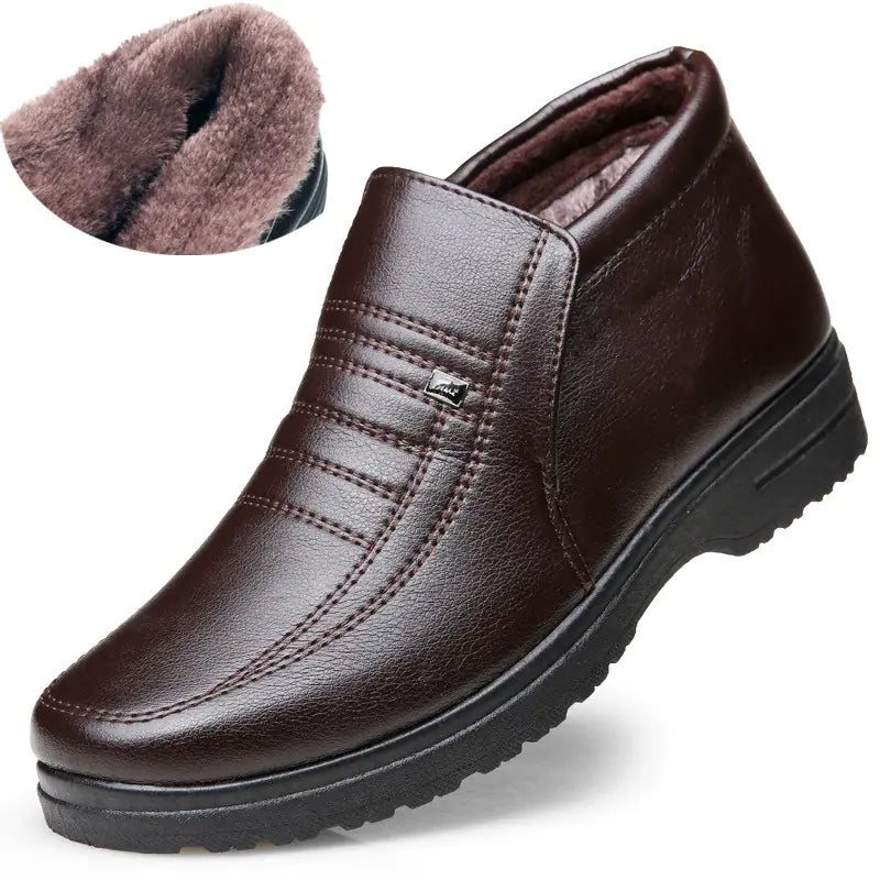Men's Casual Plush Cotton Leather Snow Boots