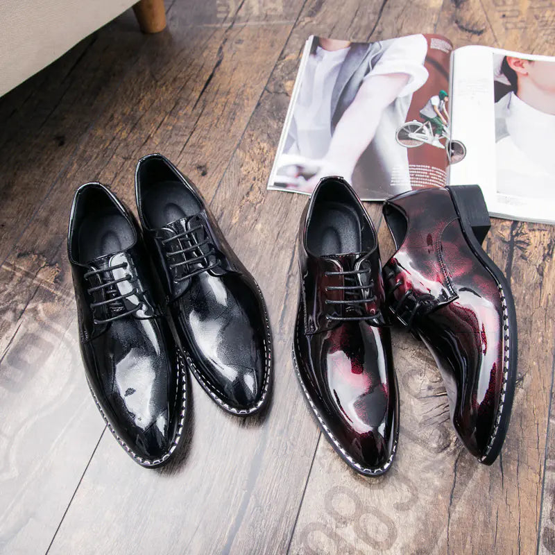 Men's Pointed Toe Leather Shoes - Stylish British Casual
