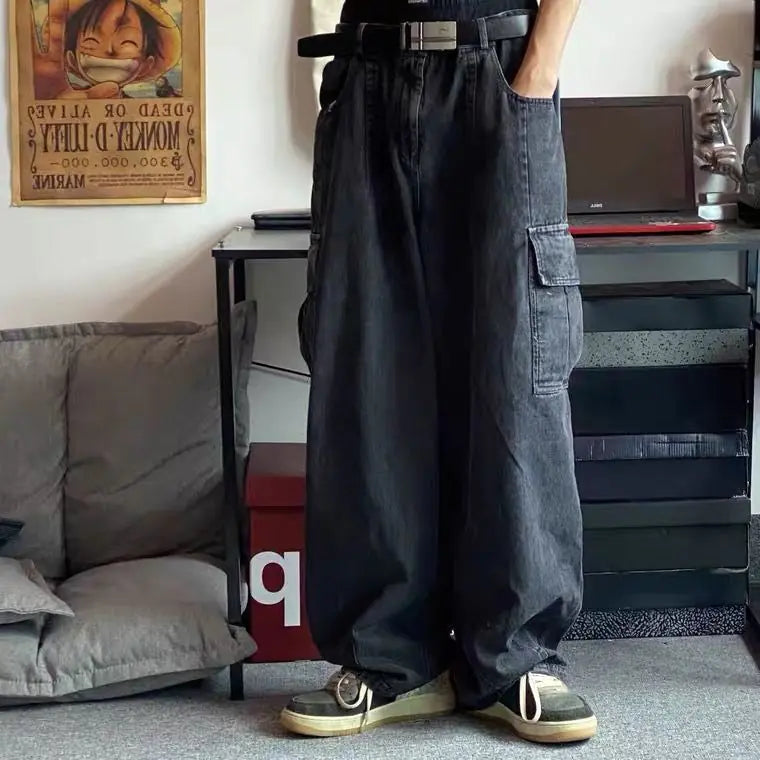 Vintage Washed Loose Wide Leg Jeans for Men