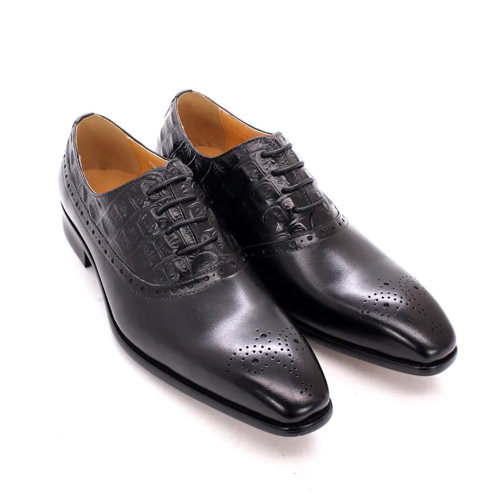 Men's Cowhide Lace-up British Oxford Shoes