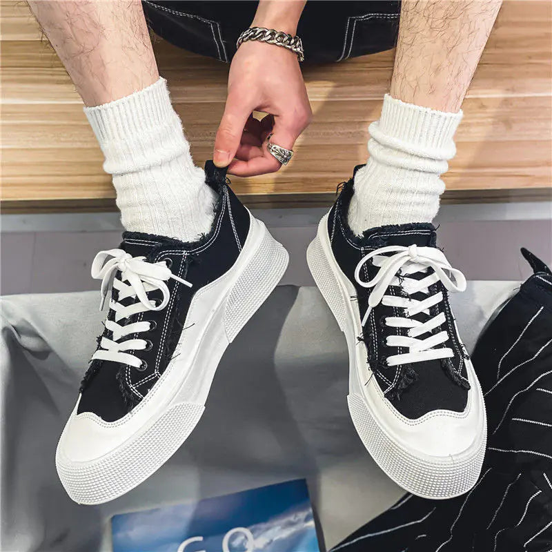 Men's Thick Sole Summer Canvas Sneakers - Korean Style