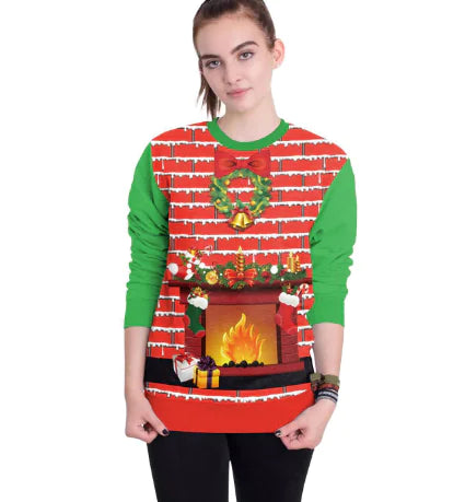 3D Digital Printed Women's Christmas Pullover Sweatshirt