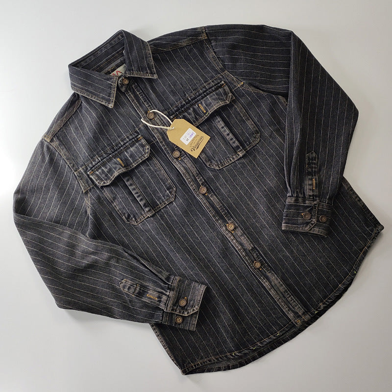 Men's Washed Old American Casual Denim Shirt