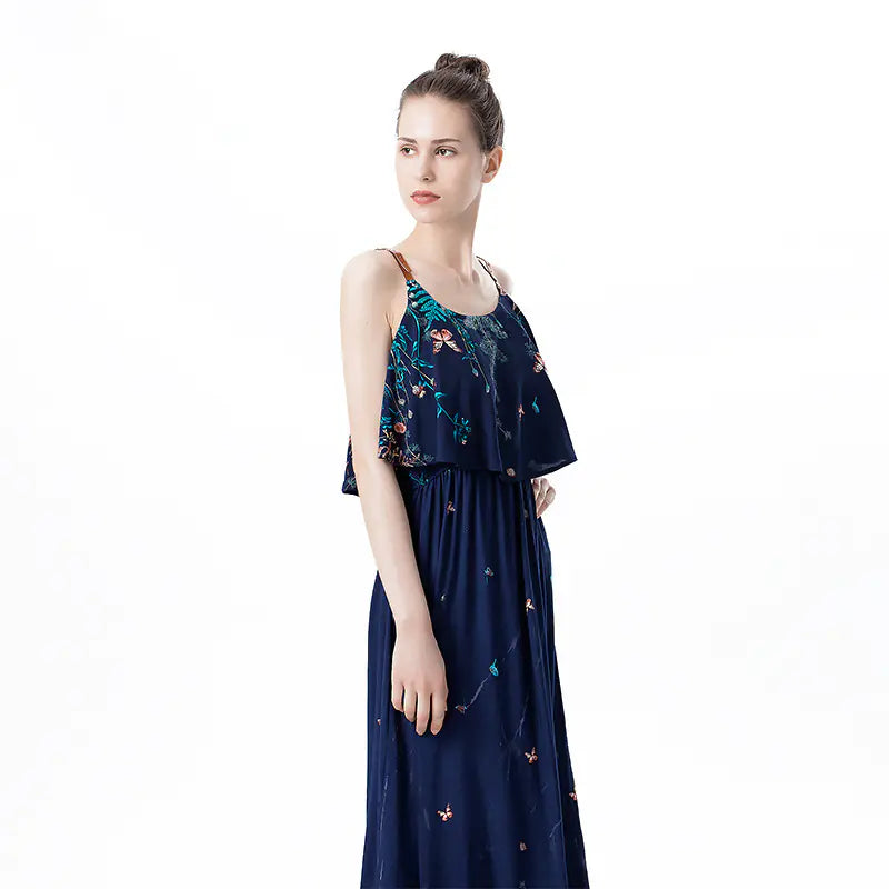 Floral Ruffle Hem Maxi Dress for Women