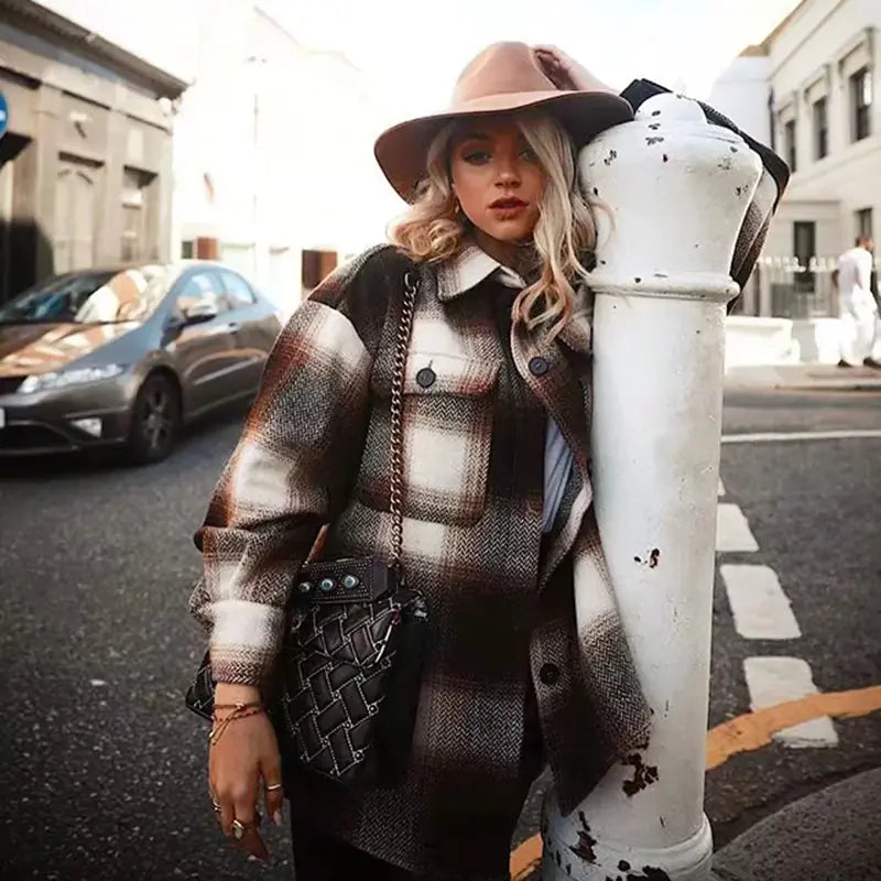 Slim Fit Plaid Shirt Jacket