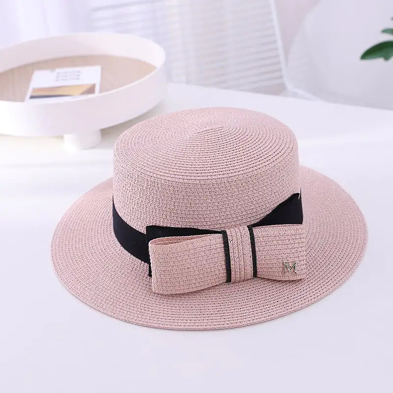 Flat-top Cap with Bow for Sun Protection